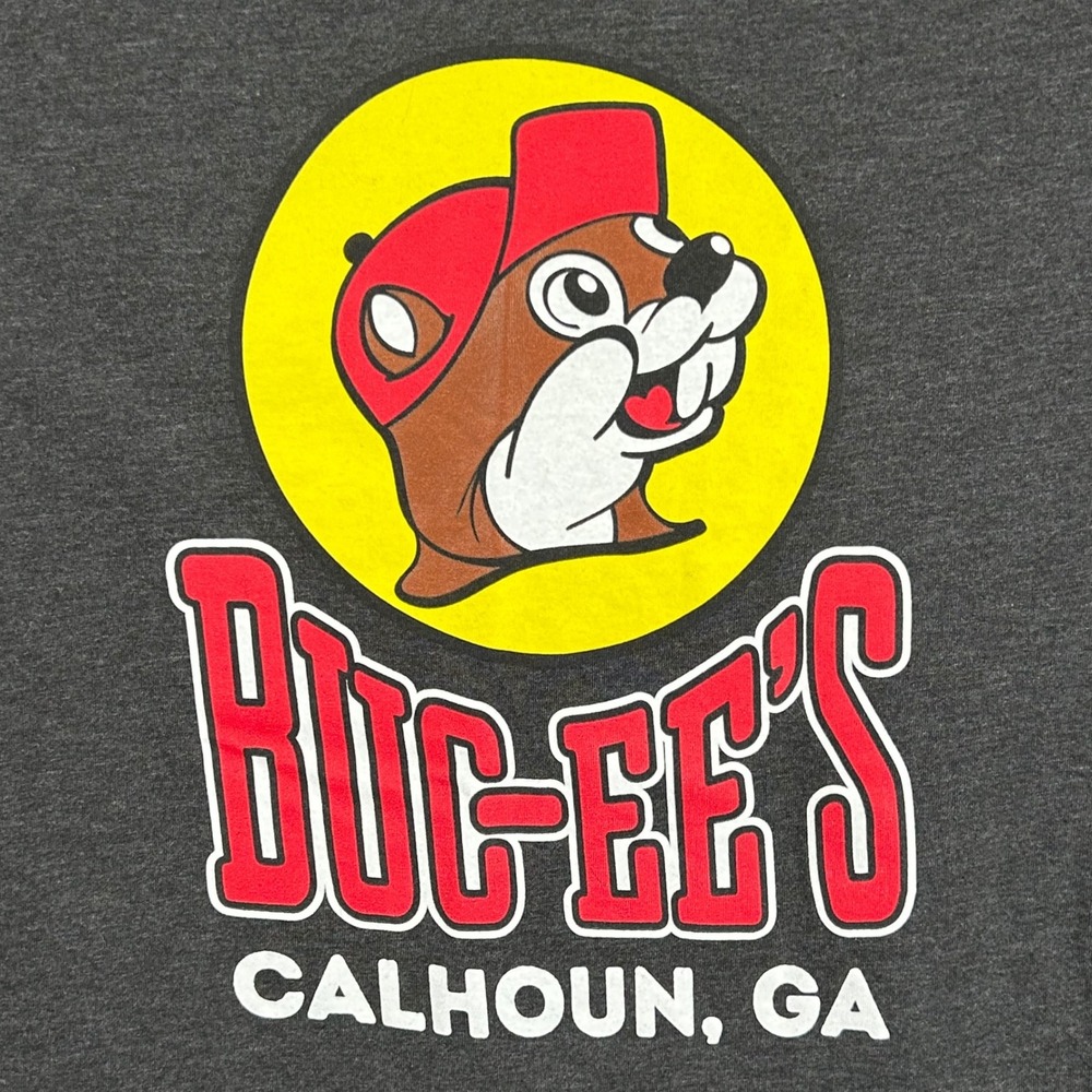 Buc-ee's Calhoun GA Beaver Logo Graphic T-Shirt Mens Small Charcoal Heather